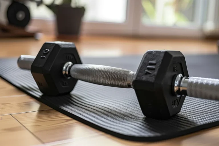 Akcesoria do fitnessu leżące na macie do ćwiczeń, sprzęt do ćwiczeń w domu