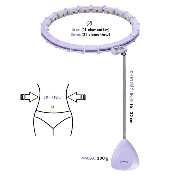 HULA HOP VIOLET Z MAGNESAMI I OBCIĄŻNIKIEM + LICZNIK HMS - obrazek 4