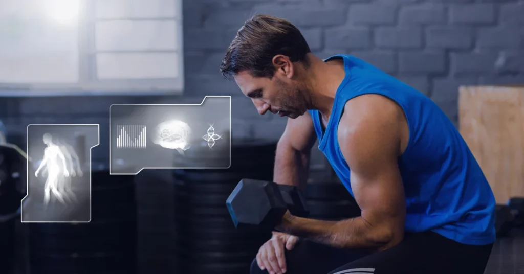 Osoba wykonująca trening z hantlami w domowym zaciszu, korzystając z planów AI