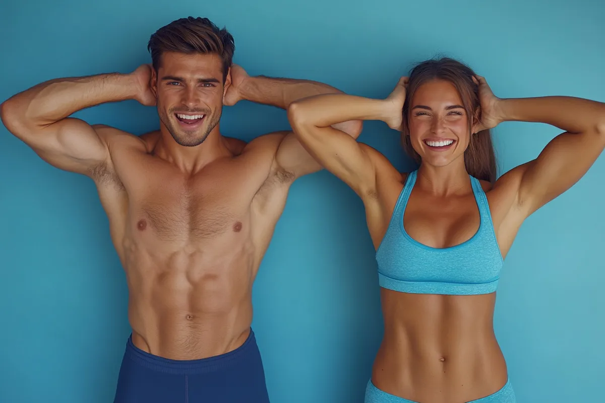 młoda para na treningu na ujędrnienie ciała i poprawę sylwetki przed letnim plażowym sezonem