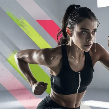 Młoda kobieta trenuje intensywnie spalając tłuszcz i buduje rzeźbę na lato