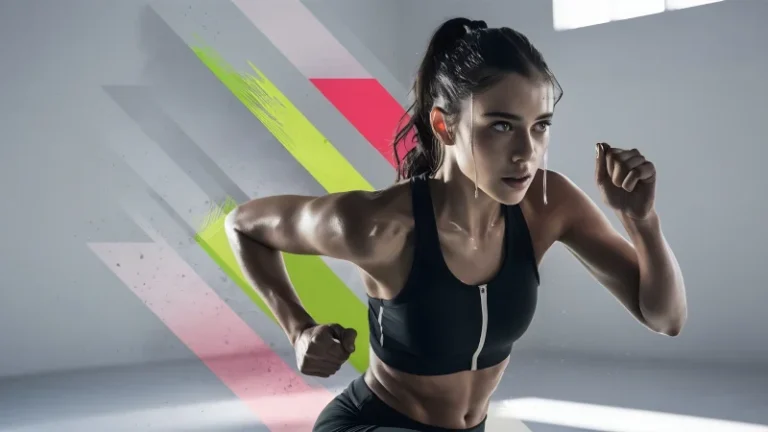 Młoda kobieta trenuje intensywnie spalając tłuszcz i buduje rzeźbę na lato