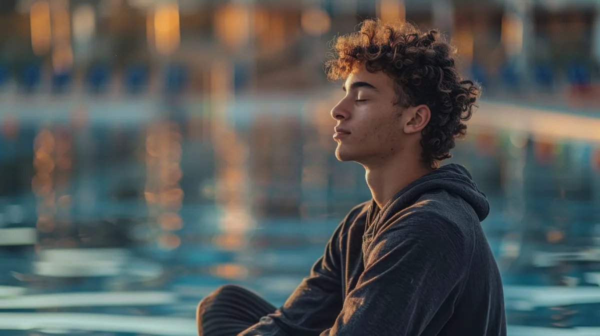 Młody chłopak podczas treningu z  ruchowego przed serią ćwiczeń plank  gumami oporowymi, 